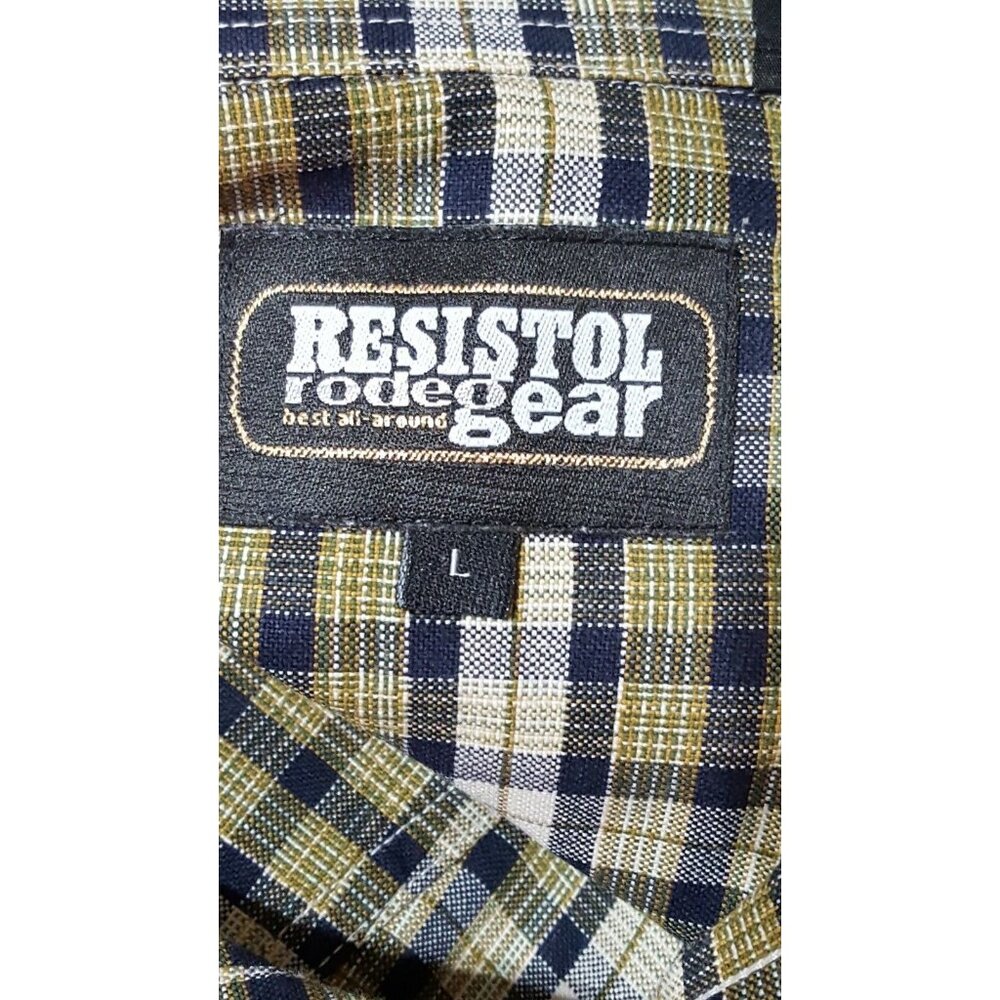 Resistol Mens Shirt Button Up Large Long Sleeve Plaid Cotton Rodeo Cowboy - Picture 6 of 7
